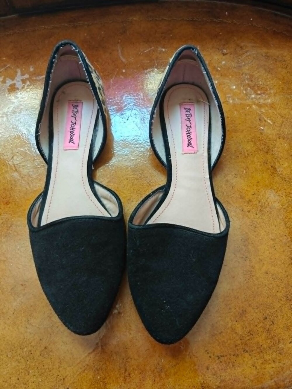 Betsy Johnson Black/Cheetah Flats, Size 8